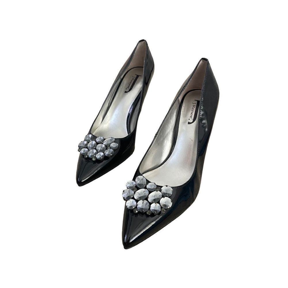 J. Renee Couture Women’s Size 9.5 Black Crystal Stiletoo Pointed Toe Heels